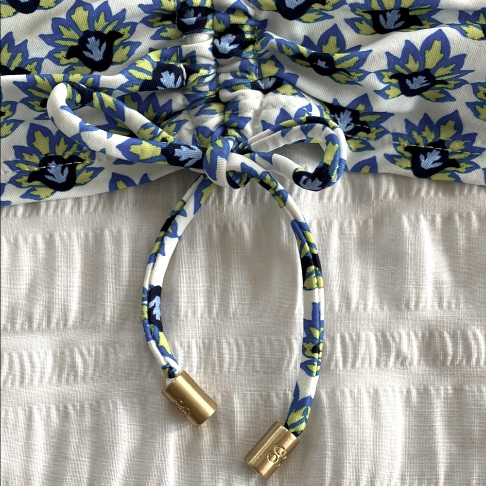 Coco Reef Blue Ruched Tie Front Crop Tank Top - Picture 5 of 13
